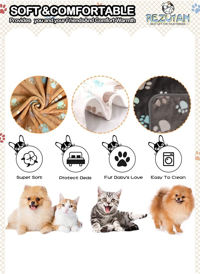 Bukela Pet Blanket for Dogs Super Soft Fluffy Premium Fleece Pet Blanket Dogs Blankets for Dogs Flannel Throw for Dog Puppy Cat Paw Blanket, M（3 Pcs）  - Image 2