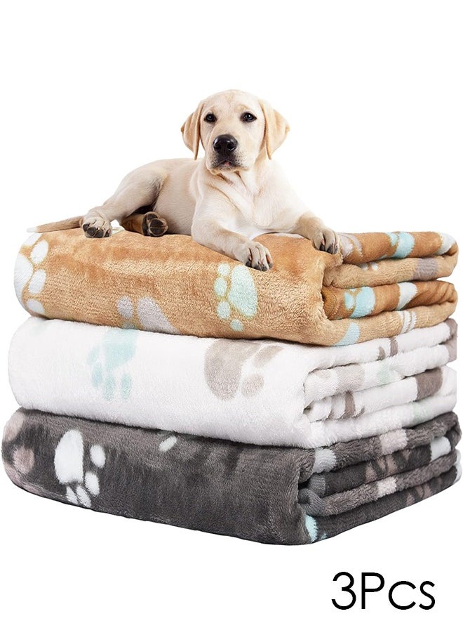 Bukela Pet Blanket for Dogs Super Soft Fluffy Premium Fleece Pet Blanket Dogs Blankets for Dogs Flannel Throw for Dog Puppy Cat Paw Blanket, M（3 Pcs）  - Image 1