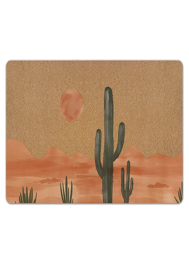 KFXHANGD Western Cactus Desert Sun Landscape Door Mat, Boho Southwestern Sand Front Door Mat Outside Entrance, Bohemian Desert Artificial Coir Doormat Rugs for Indoor Entryway Outdoor, 17x30 Inch - Image 1