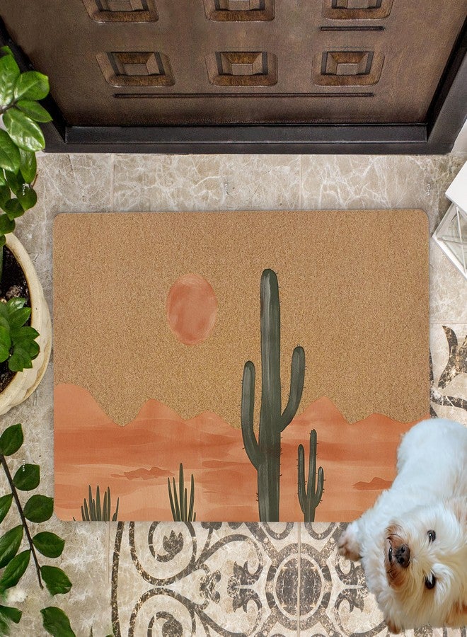 KFXHANGD Western Cactus Desert Sun Landscape Door Mat, Boho Southwestern Sand Front Door Mat Outside Entrance, Bohemian Desert Artificial Coir Doormat Rugs for Indoor Entryway Outdoor, 17x30 Inch - Image 3