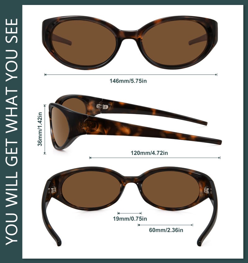 WOWSUN Retro Y2K Wrap Around Sunglasses for Women Trendy Polarized Sporty Shades UV Protection - Image 5