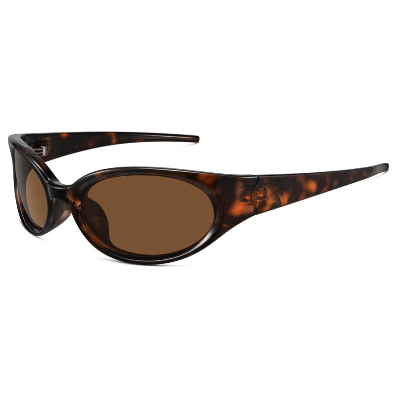 WOWSUN Retro Y2K Wrap Around Sunglasses for Women Trendy Polarized Sporty Shades UV Protection - Image 1