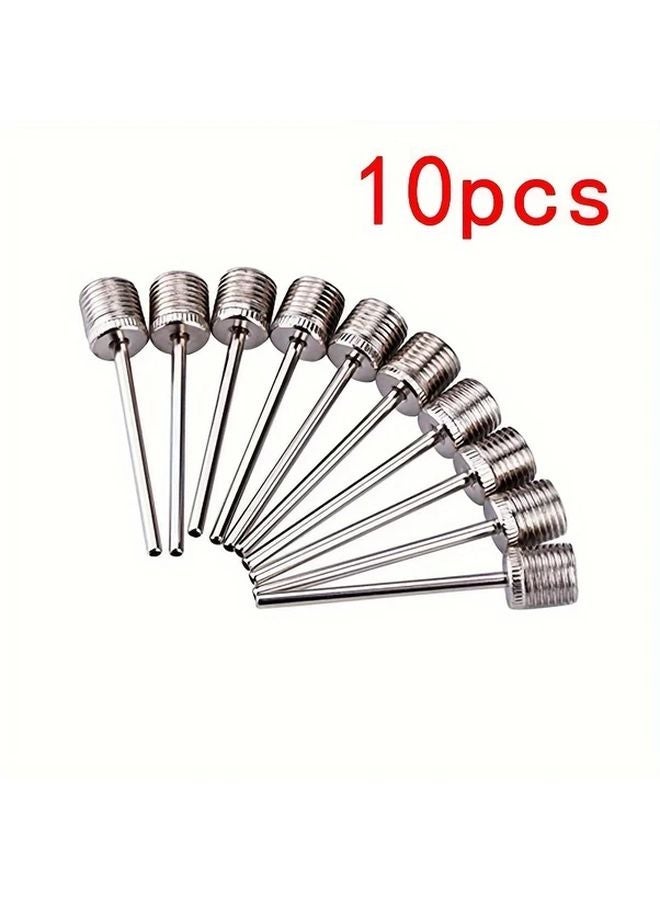 10 Pcs Stainless Steel Inflation Needles Dual Port Ball Pump Adapters Sports - Image 1