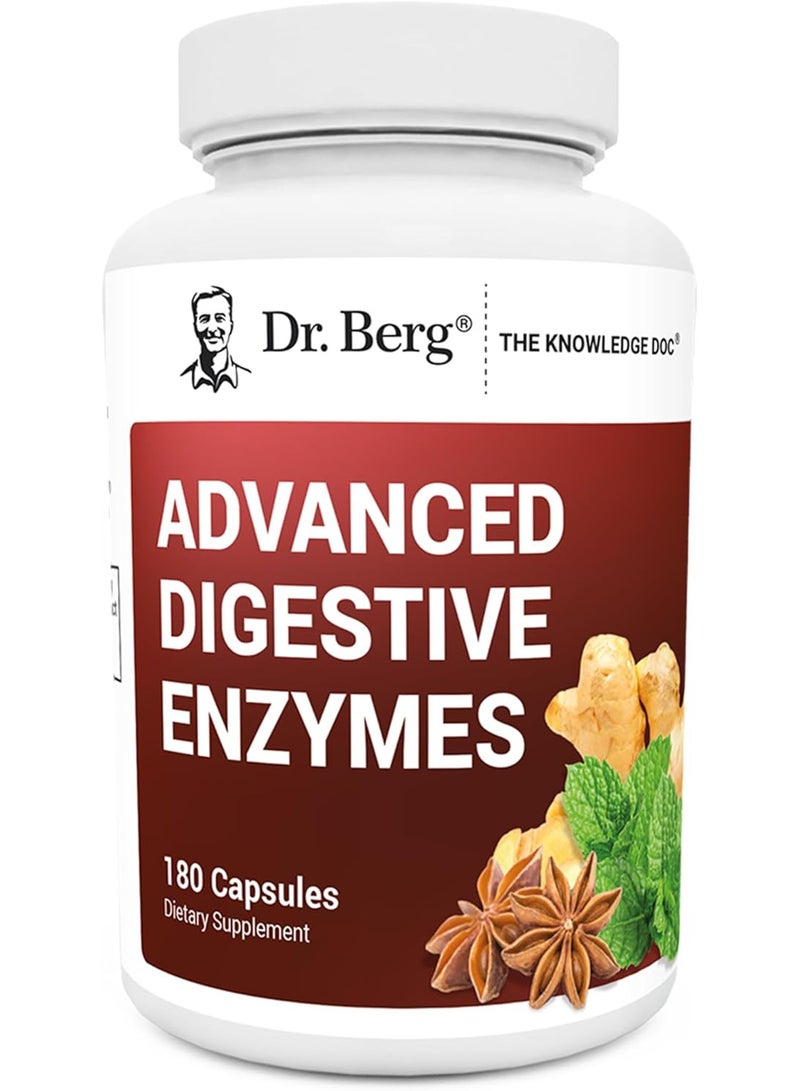 Dr. Berg Nutritional Advanced Digestive Enzymes with Apple Cider Vinegar - Includes Digestive Health Ingredients Like Betaine Hydrochloride (HCI), Ginger Root & Peppermint Leaf - 180 Capsules - Image 1