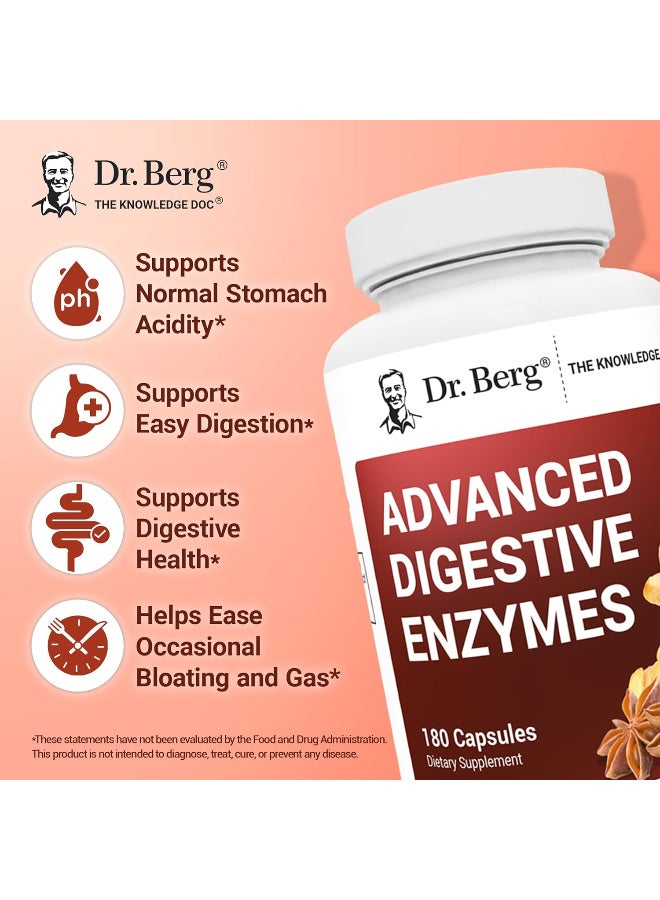 Dr. Berg Nutritional Advanced Digestive Enzymes with Apple Cider Vinegar - Includes Digestive Health Ingredients Like Betaine Hydrochloride (HCI), Ginger Root & Peppermint Leaf - 180 Capsules - Image 3