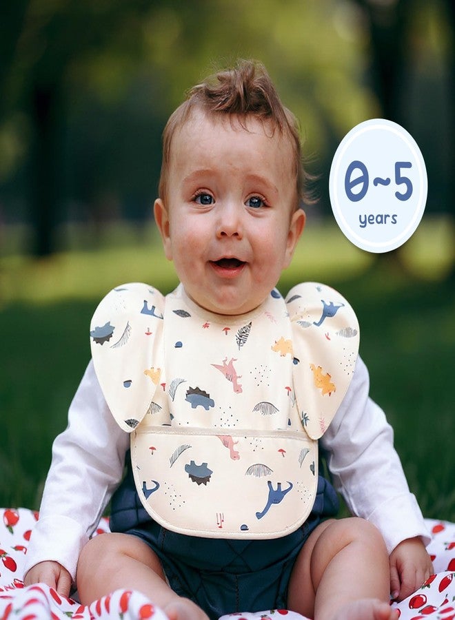 DOSMINE Baby Bibs for Eating Baby Feeding Bibs with Large Food Catcher Waterproof Wipeable Mess Proof Adjustable Fit for 0-5 Years - Image 2