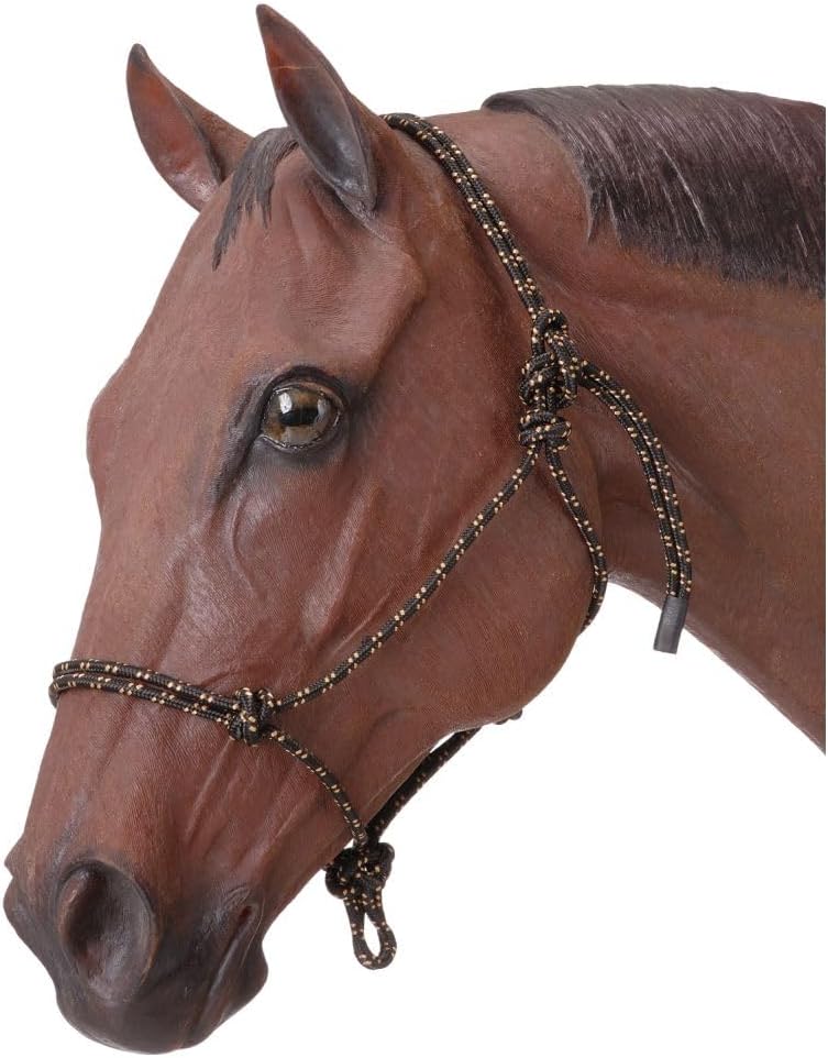 Tough 1 Adjustable Poly Nylon Rope Tied Halter for Horses - Black