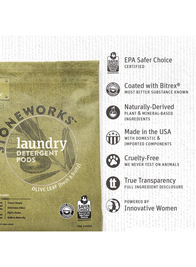 Grab Green Stoneworks Laundry Detergent Pods, Olive Leaf, 50 Count (Pack of 1) Loads-EPA Safer Choice Certified, Powered by Naturally-Derived Plant & Mineral-Based Powder Pods - Image 3