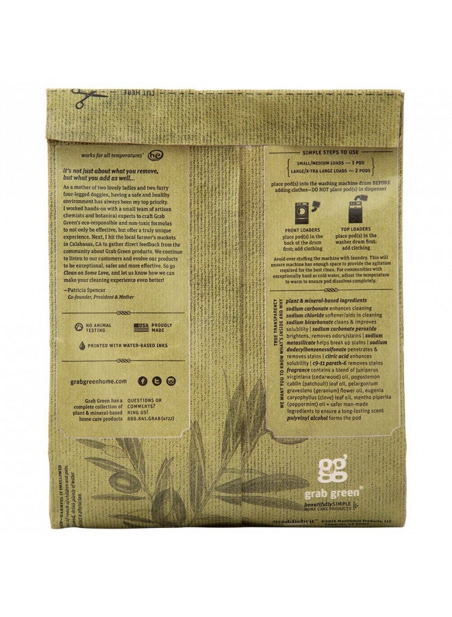 Grab Green Stoneworks Laundry Detergent Pods, Olive Leaf, 50 Count (Pack of 1) Loads-EPA Safer Choice Certified, Powered by Naturally-Derived Plant & Mineral-Based Powder Pods - Image 2