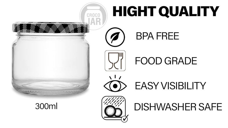 CROCO JAR Croco Round Jar 300Ml With Airtight Black White Strip Lid For Spices Coffee Dry Fruits 8 - Image 3