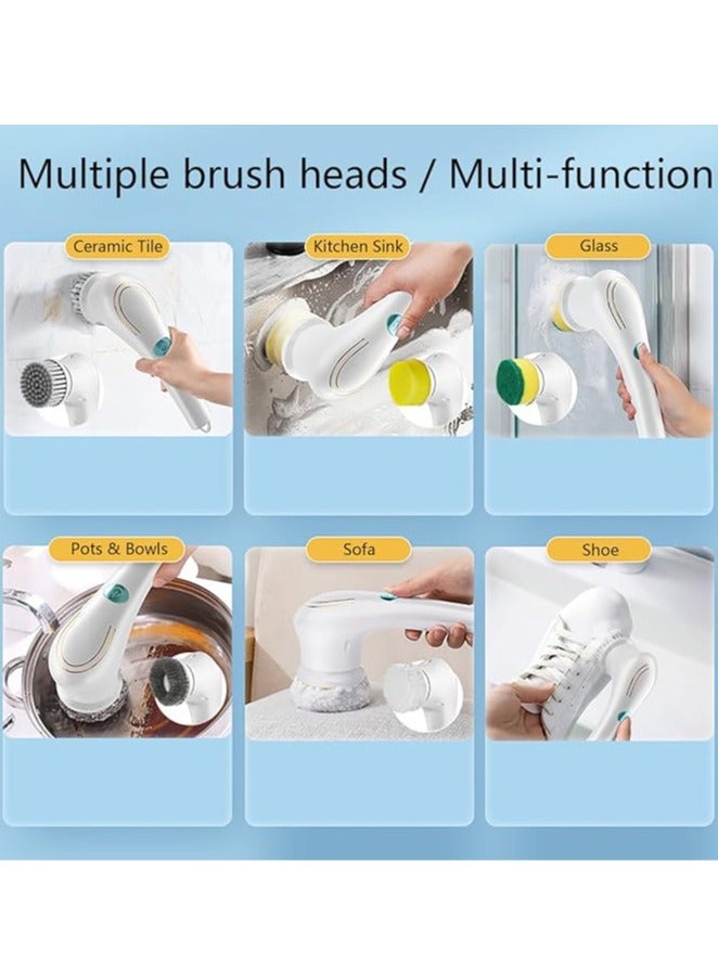 general Electric Rotary Floor Scrubber, Rechargeable Handheld Cleaning Brush with 5 Replaceable Brush Heads, Electric Floor Scrubber Mop for Wall Bath Window Kitchen Sink Shoes - Image 2