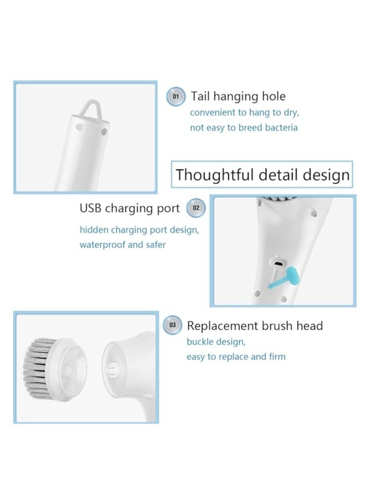 general Electric Rotary Floor Scrubber, Rechargeable Handheld Cleaning Brush with 5 Replaceable Brush Heads, Electric Floor Scrubber Mop for Wall Bath Window Kitchen Sink Shoes - Image 3