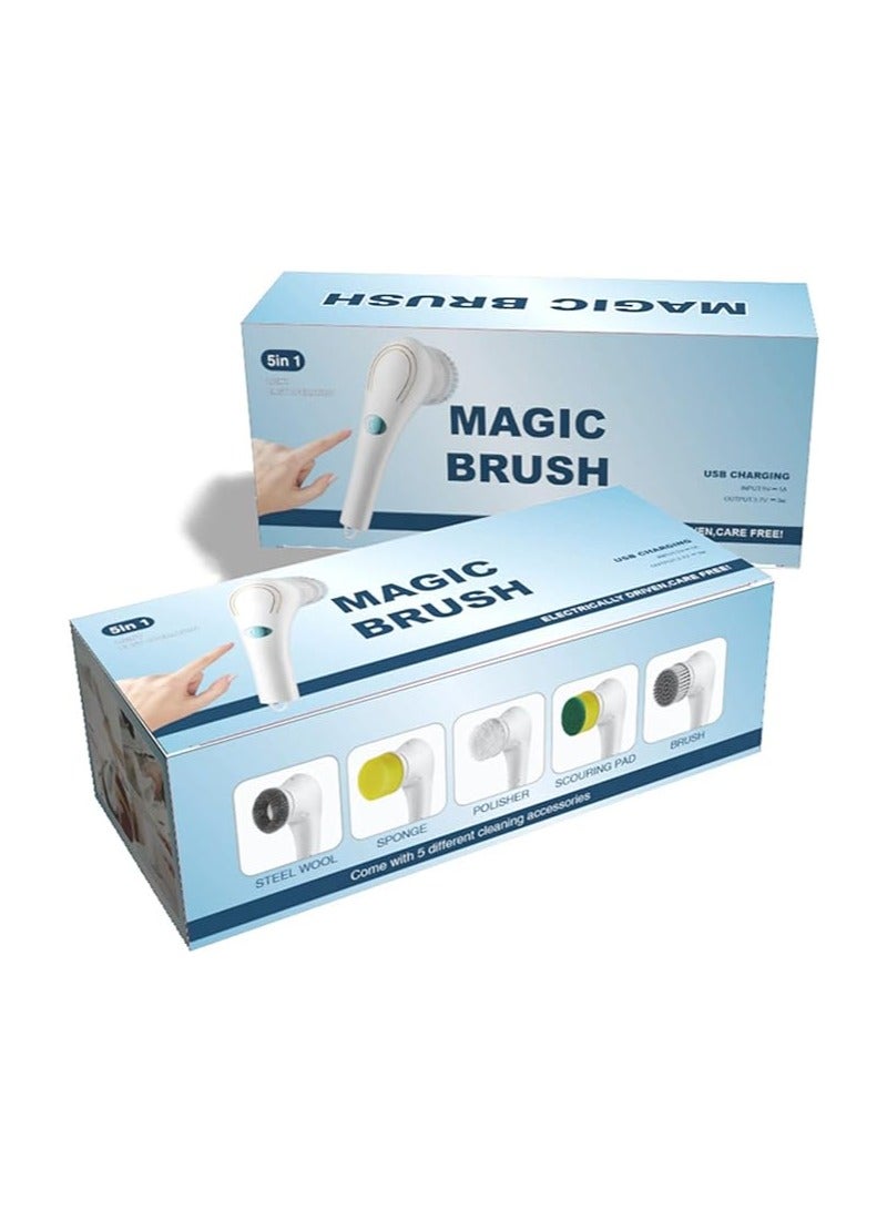 general Electric Rotary Floor Scrubber, Rechargeable Handheld Cleaning Brush with 5 Replaceable Brush Heads, Electric Floor Scrubber Mop for Wall Bath Window Kitchen Sink Shoes - Image 4