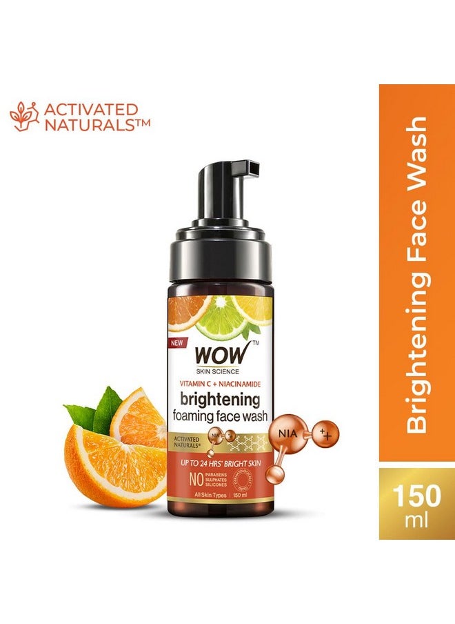 WOW Skin Science - Brightening Vitamin C Foaming Face Wash With Lemon & Orange Essential Oils For Skin Brightening No Parabens Sulphate Silicones & Color 150 Ml - Image 1