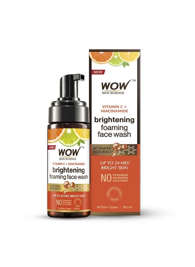 WOW Skin Science - Brightening Vitamin C Foaming Face Wash With Lemon & Orange Essential Oils For Skin Brightening No Parabens Sulphate Silicones & Color 150 Ml - Image 1