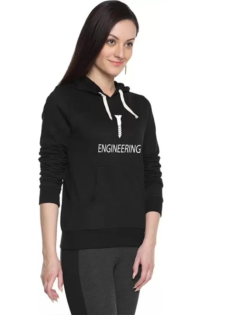 كامبوس سوترا هودي نسائي أسود أونيكس بطبعة هندسية بمسامير