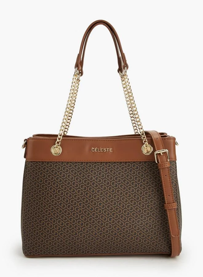 سيليست Monogram Print Tote Bag With Detachable Strap