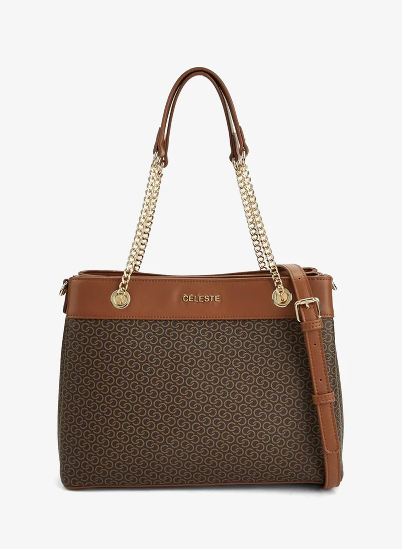 Celeste Monogram Print Tote Bag With Detachable Strap