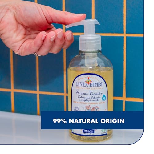 Helan Linea Bimbi Bio - Gentle Baby Soap for Face, Body & Hands with Dispenser, Body Wash for Babies, Plant-Based Cleanser with Calendula & Chamomile Extracts for Sensitive Skin Made in Italy 300fl oz - Image 3