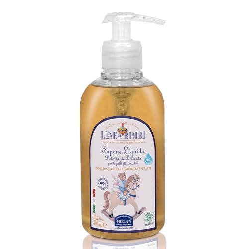 Helan Linea Bimbi Bio - Gentle Baby Soap for Face, Body & Hands with Dispenser, Body Wash for Babies, Plant-Based Cleanser with Calendula & Chamomile Extracts for Sensitive Skin Made in Italy 300fl oz - Image 1