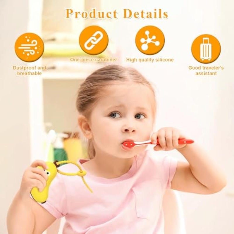 KASTWAVE Toothbrush Head Covers, 2 Pack Cute Fun Banana Pattern, Portable Reusable Toothbrush Head Cap, Suitable For Electric, Manual Toothbrushes, For Camping, Home, School, Travel, Travel Essentials - Image 3