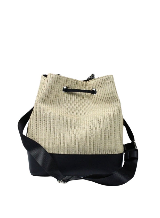 Elegant bucket handbag with a chic design -beige - Image 4