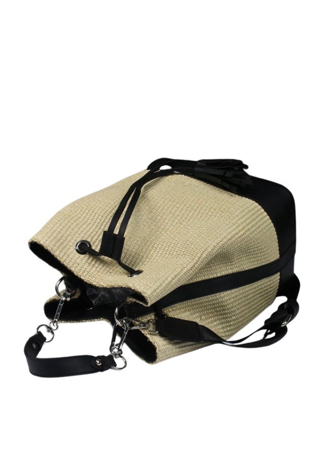 Elegant bucket handbag with a chic design -beige - Image 3