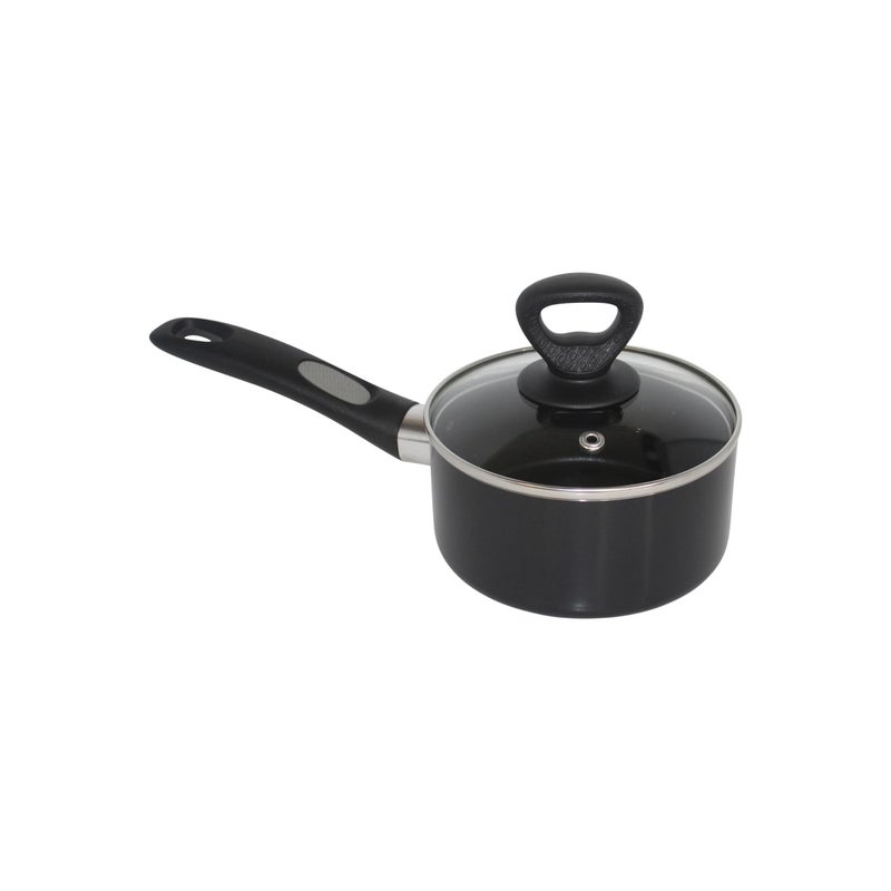 Mirro A79721 Get A Grip Aluminum Nonstick Sauce Pan with Glass Lid Cover Cookware 1Quart Black