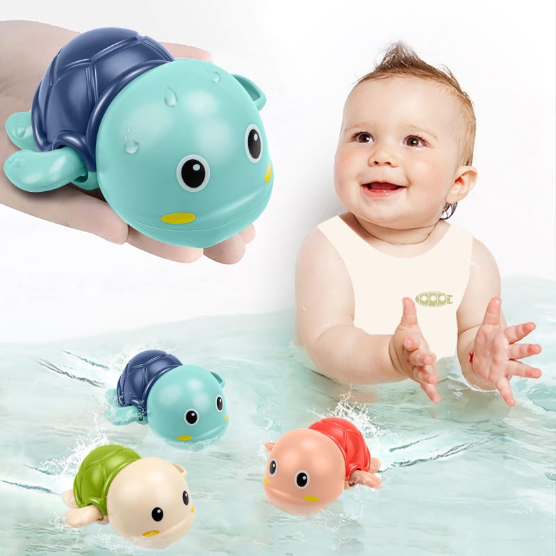 TOHIBEE Bath Toys 3 Pack Cute Swimming Turtle Bath Toy for Toddlers 13 New Born Baby Bathtub Water Toys Preschool Toddler Pool Toys - Image 4