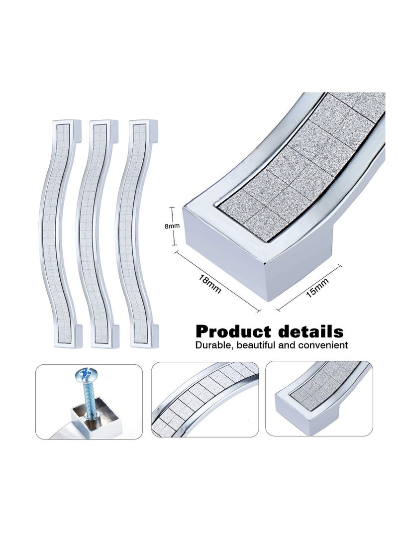 Zikra 5 Pack Rhinestone Crystal Drawer Knobs, Europe Style ZineAlloy Furniture Door Pull Handle for Dresser Cabinet Cupboard Kitchen Knobs, 128MM 5PCS Silver - Image 4