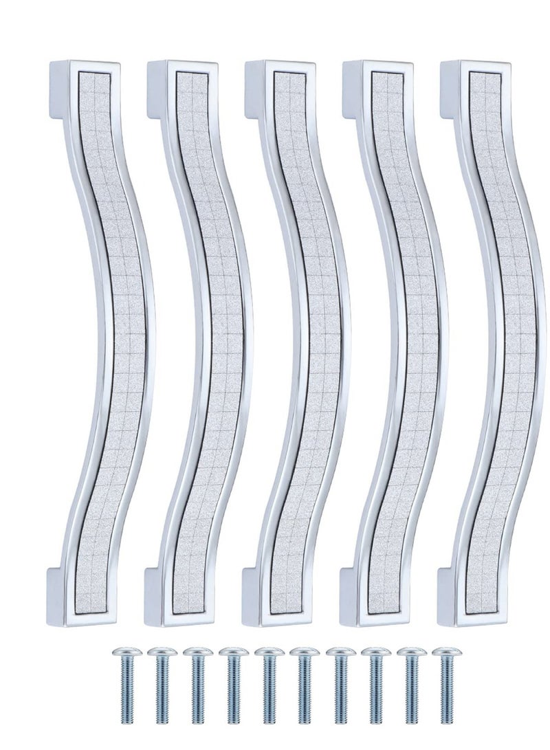 Zikra 5 Pack Rhinestone Crystal Drawer Knobs, Europe Style ZineAlloy Furniture Door Pull Handle for Dresser Cabinet Cupboard Kitchen Knobs, 128MM 5PCS Silver - Image 1