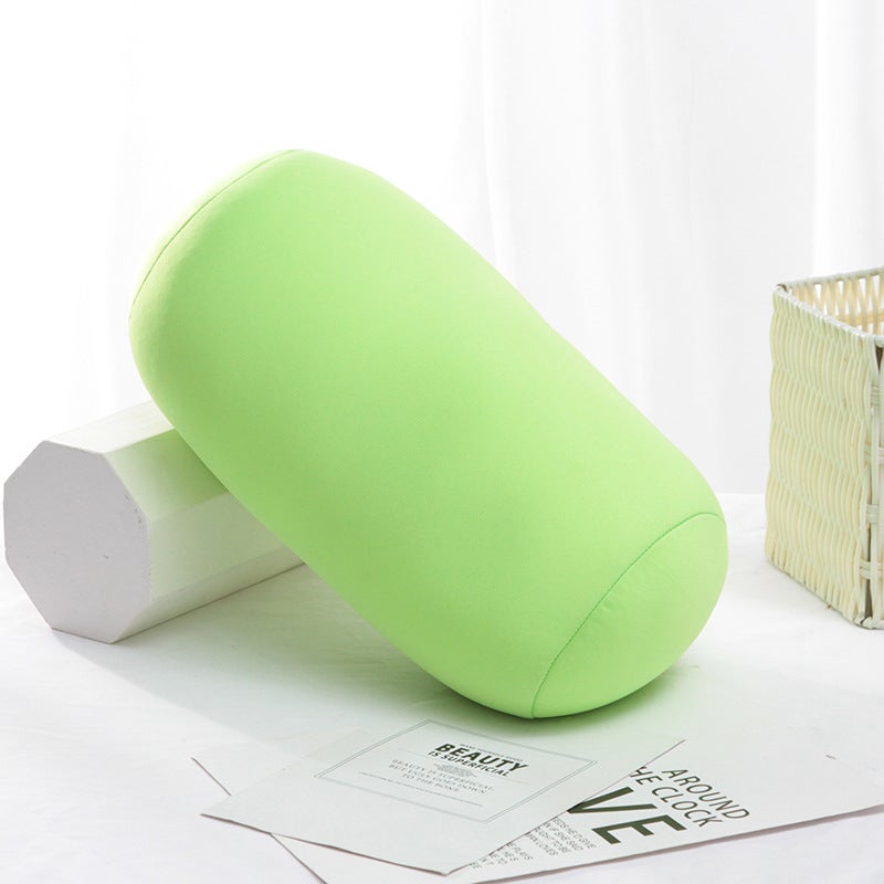 Spot Foam Particle Pillow, Pure Color Cylindrical Pillow, Office Nap Pillow, Multi-Functional Pillow, Neck Protector and Waist Protector(Yellowish green, 30X16) - Image 1