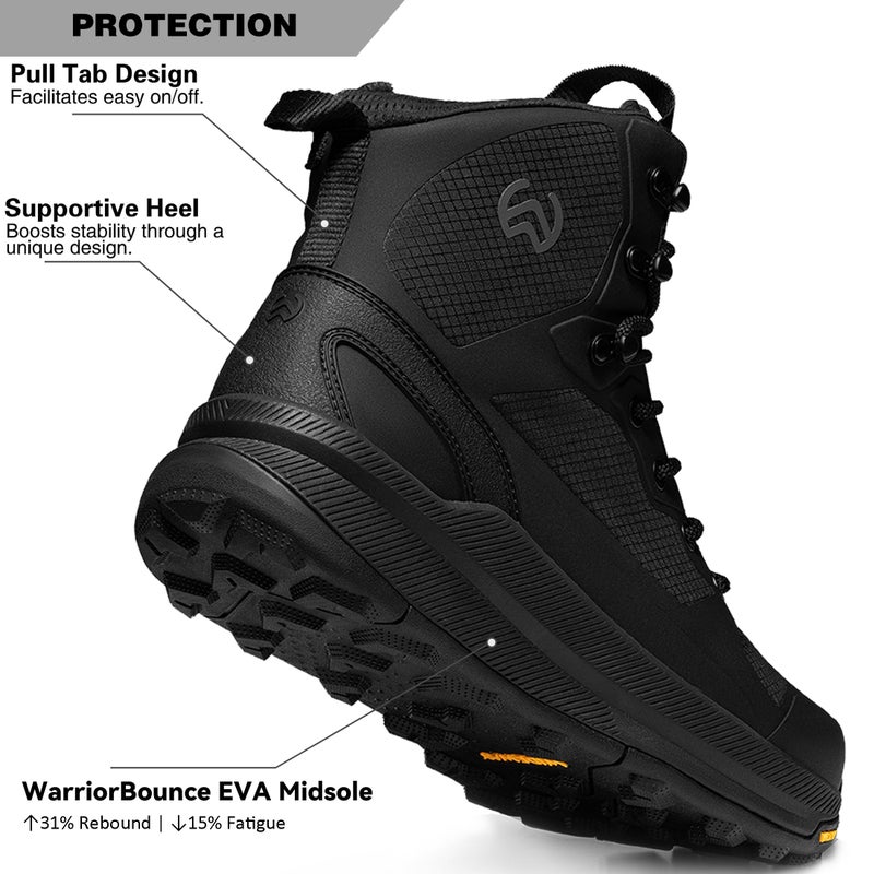 WIDEWAY Men's Lightweight Military Tactical Boots Non-Slip Work Boots For Men Comfortable All Day Hiking Boots Side Zipper Black Boot Shoes Mens Botas de trabajo para hombres - Image 4