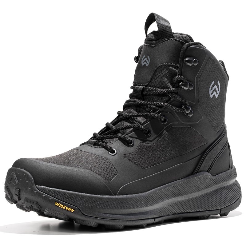 WIDEWAY Men's Lightweight Military Tactical Boots Non-Slip Work Boots For Men Comfortable All Day Hiking Boots Side Zipper Black Boot Shoes Mens Botas de trabajo para hombres - Image 1