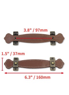 KASTWAVE 6 Piece Surface Leather Furniture Handle, 6.3" (16 cm) Vintage Style Strong Leather Handle Pull for Drawer Cabinet PU Luggage (Brown)  - Image 3