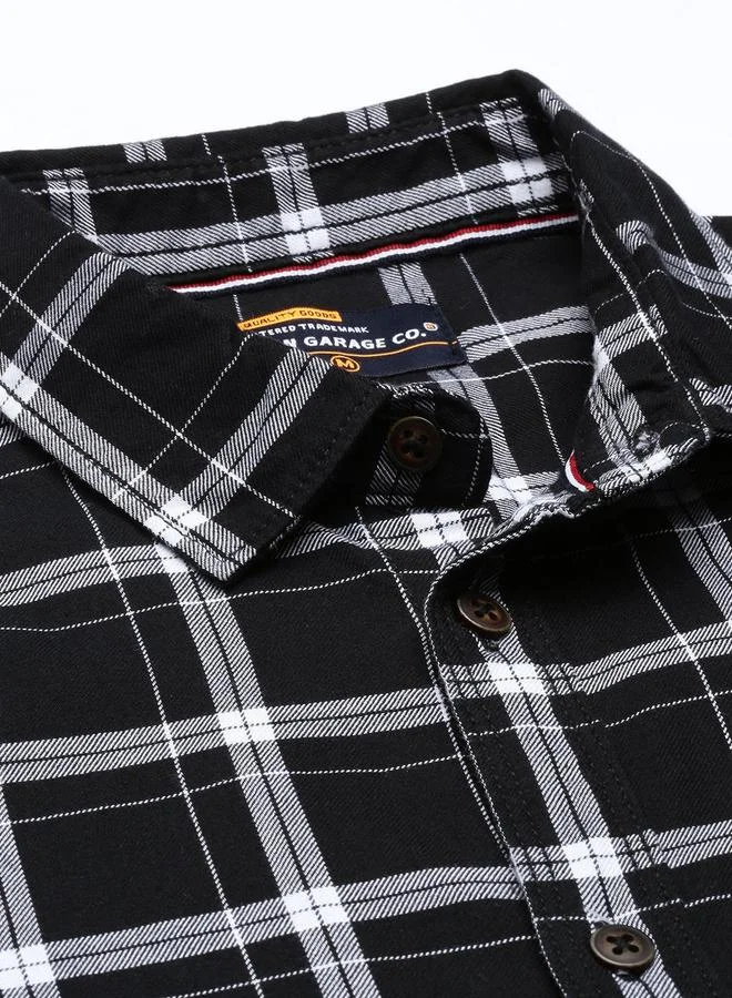 The Indian Garage Co Men Black Checkered Slim Fit Shirt