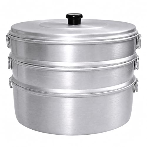 KC Aluminium Momos Steamer 3 Tier Capacity 3 Liters Diameter 8 Inches Silver - Image 2