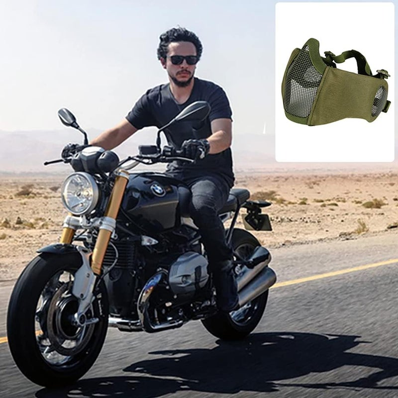 Aoutacc Foldable Airsoft Mesh Mask, Nylon Military Tactical Half Face Mesh Masks with Ear Cover Protection Adjustable CS Protective Lower Guardfor Mask CS Hunting Paintball Shooting - Image 4