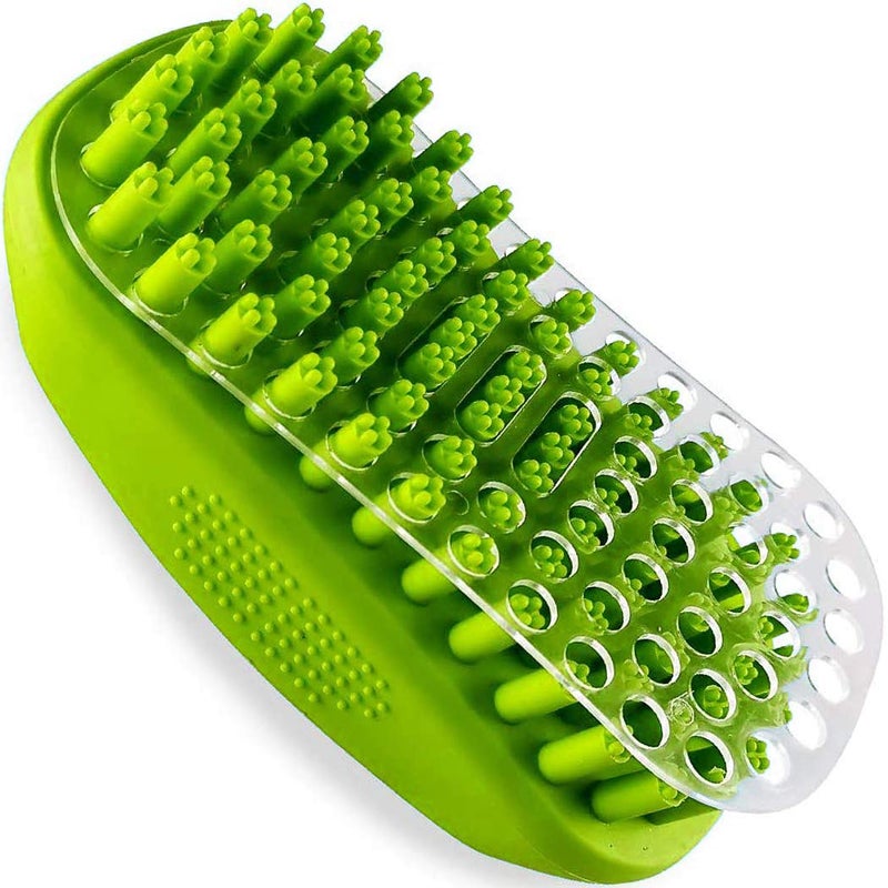 Metopets Rubber Curry Brush for Dog & Cat, Soft Curry Comb with Removable Screen, Pet Silicone Brush for Short & Long Hair, Use Wet as Bath Scrubber or Dry for Grooming - Image 1