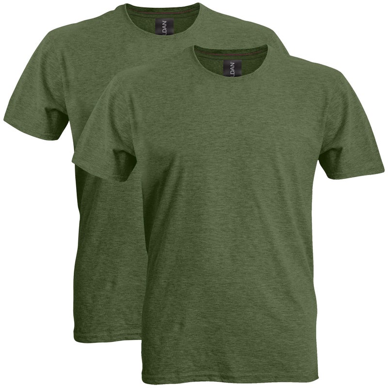 Gildan Adult Softstyle Cotton T-Shirt, Style G64000, Multipack, Heather Military (2-Pack), Large - Image 1