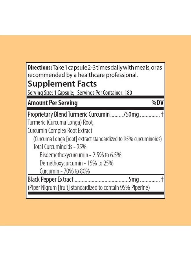Life's Fortune - Organic Turmeric Curcumin Dietary Supplement, Supports Joint Relies, Antioxidant Health, Immune, Digestive and Liver Health, 180 Vegetarian Capsules - 750mg - Image 1