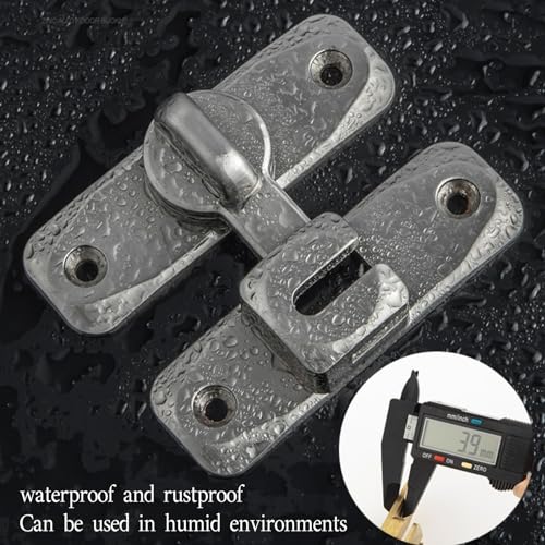 Funnytek Barn Door Lock 90/180 Degree Door Latch Lock Safety Zinc Alloy Sliding Door Latch Lock Gate Lock Door Security Locking Latch for Cabinets, Bathroom, Garage, Window (Gray) - Image 3
