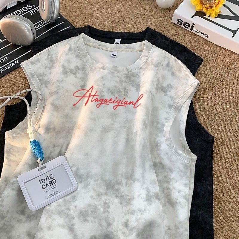 Youth Trendy Sleeveless Vest Tie-Dye Print Men's Tank Top - Image 2