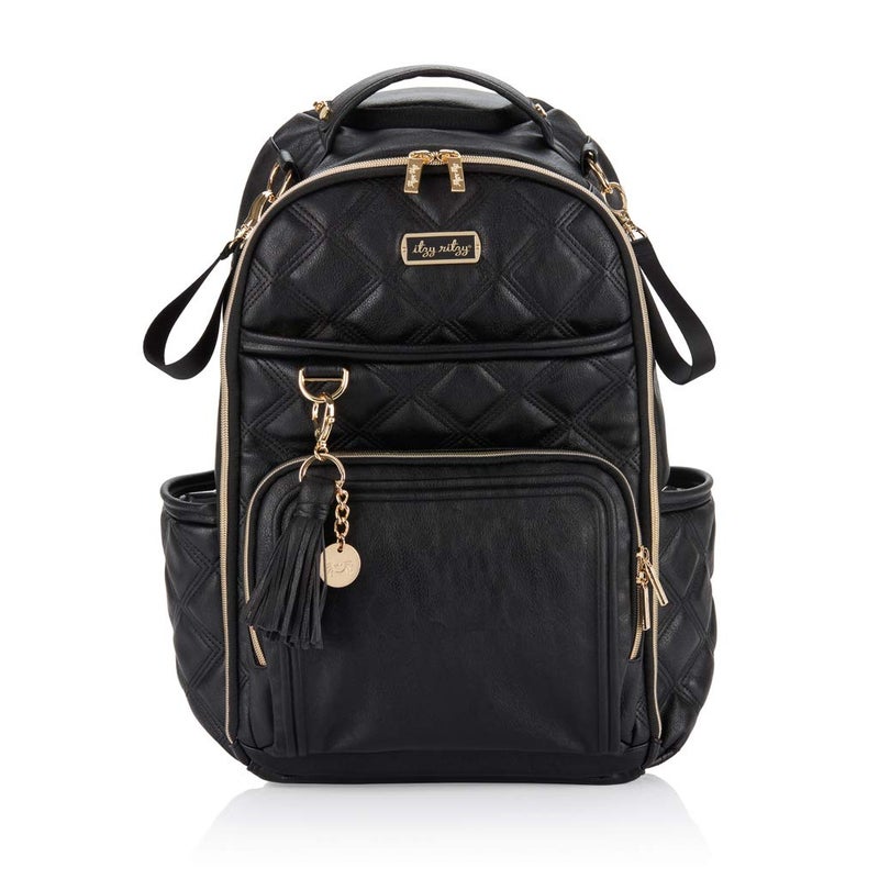 Itzy Ritzy Itzy Ritzy Diaper Bag Backpack Large Capacity Boss Plus Baby Backpack Diaper Bag Featuring 19 Pockets Changing Pad Stroller Clips and Comfortable Backpack Straps Mystic Black