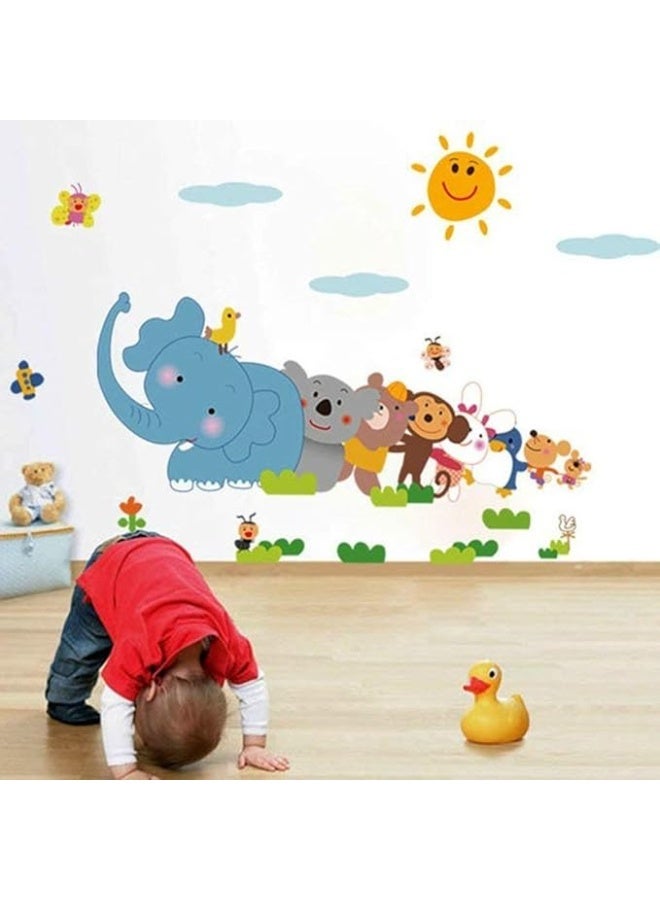 Decals Design 'Jungle Cartoon Cute Animals' Wall Sticker (PVC Vinyl, 60 cm x 90 cm, Multicolour) - Image 4
