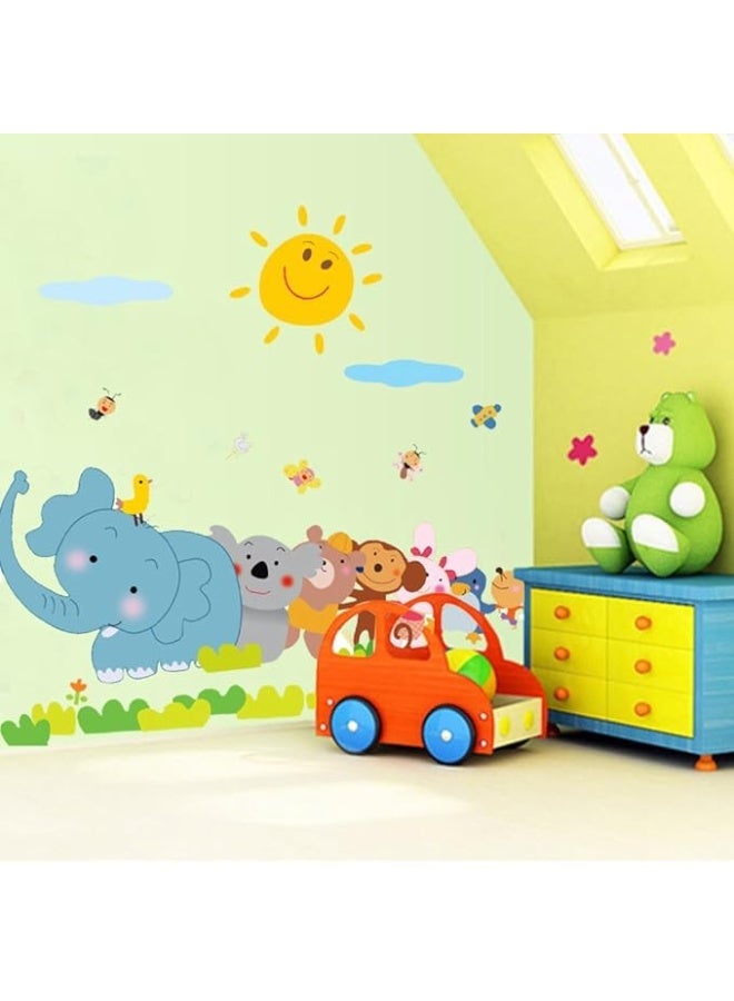 Decals Design 'Jungle Cartoon Cute Animals' Wall Sticker (PVC Vinyl, 60 cm x 90 cm, Multicolour) - Image 3