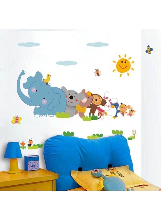 Decals Design 'Jungle Cartoon Cute Animals' Wall Sticker (PVC Vinyl, 60 cm x 90 cm, Multicolour) - Image 2