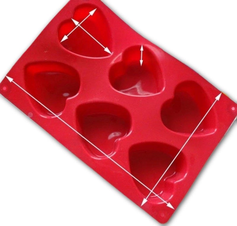 Chocolate Mold - Silicone Heart 6-Cavity Brown 2 Pcs 26.9x18cm Flexible Non-Stick for Soap Baking DIY Crafts Kitchen Tool Durable Easy Release Design Perfect for Homemade Treats (model 4) - Image 1