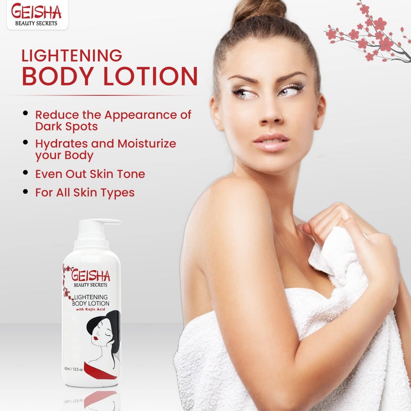 OMIC Geisha Kojic Acid Skin Brightening Body Cream - 13.5 fl oz / 400ml- Dark Spot Cream, Moisturiser, Uneven Skin Tone - Image 5