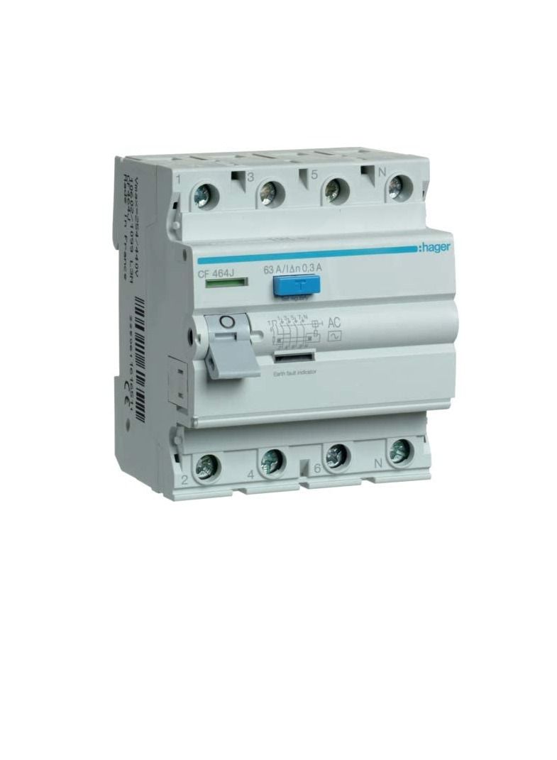 Hager Earth Leakage Circuit Breaker (ELCB/RCCB) - 63A 4Pole 300mA - CF464J  - Image 3